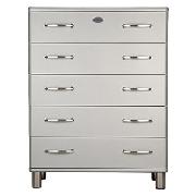 Mini Malibu 5 Drawer Chest, Silver