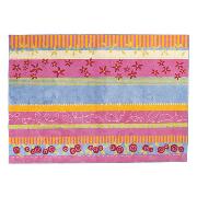 Pink Flower Striped Rug