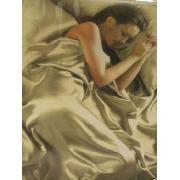 Cream Satin King Duvet Cover, Fitted Sheet and 4 Pillowcases Bedding