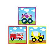 Tonka Fire Engine Monster Truck Cement Mixer Wall Art Squares