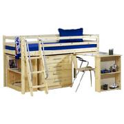 Wooden Mid Sleepter Bed Frame with Desk and 4 Drawer Chest