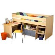 Wooden Mid Sleepter Bed with Desk and Cupboard