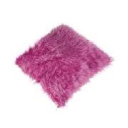 Gloss Faux Mongolian Wool Cushion - Pink