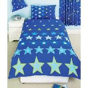 Bright Stars Single Duvet Cover Set with Curtains - Blue