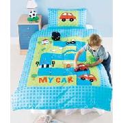 Cars Play Single Duvet Cover Set - Blue