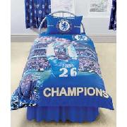 Chelsea Champions Fc Single Duvet Cover Set - Blue
