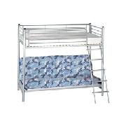 Metal Bunk Bed with Blue Camouflage Futon Mattress