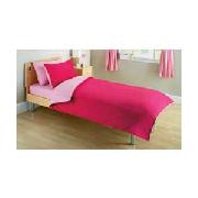 Reversible Plain Dyed Single Duvet Set - Fuschia and Pink