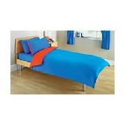 Reversible Plain Dyed Single Duvet Set - Red and Blue