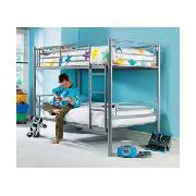 Silver Metal Bunk Bed with Sprung Mattress