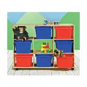 Solid Pine 3 x 3 Multi Toy Unit On Wheels