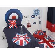 Union Jack Guitar Print Lined Curtains