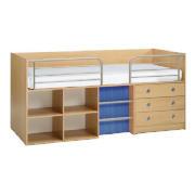 Brooklyn Mid Sleeper Storage Bed, Blue and Beech Effect