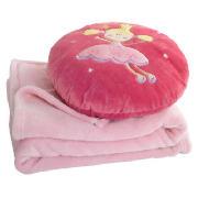 Kids Fairy Circles Cushion and Supersoft Throw, Pink