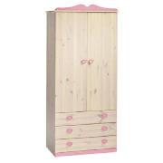 Lucy Hearts 2 Door 3 Drawer Wardrobe, White Wash