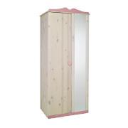 Lucy Hearts 2 Door Wardrobe with Mirror, White Wash