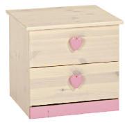 Lucy Hearts 2 Drawer Bedside Chest, White Wash