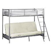 Metal Futon Bunk Bed Frame, Silver Effect