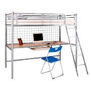 Metal Office High Sleeper Frame, Silver Effect