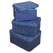 Storage Baskets with Lids - Blue